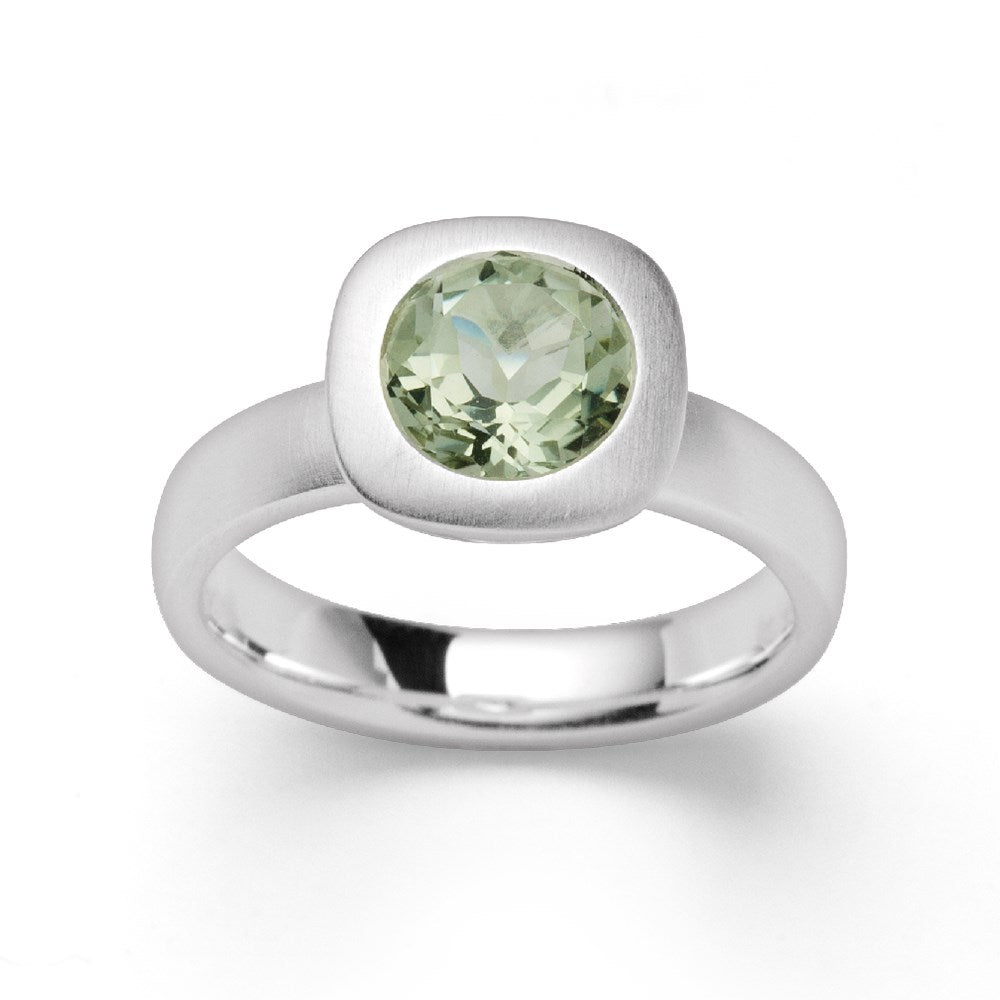 925/- Ring mat, lysegrøn ametyst 1,47ct - 52 / Ej rhodineret