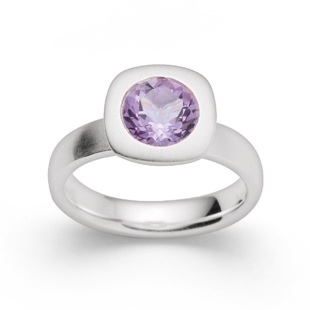 925/- Ring mattiert, Amethyst 1,42 ct - 56 / Nicht rhodiniert