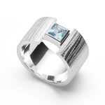 925/- Ring mattiert/gebürstet, AQUA BLUE TOPAS 0,74CT