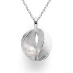 925/- Vedhæng, rho. børstet, kulturperle