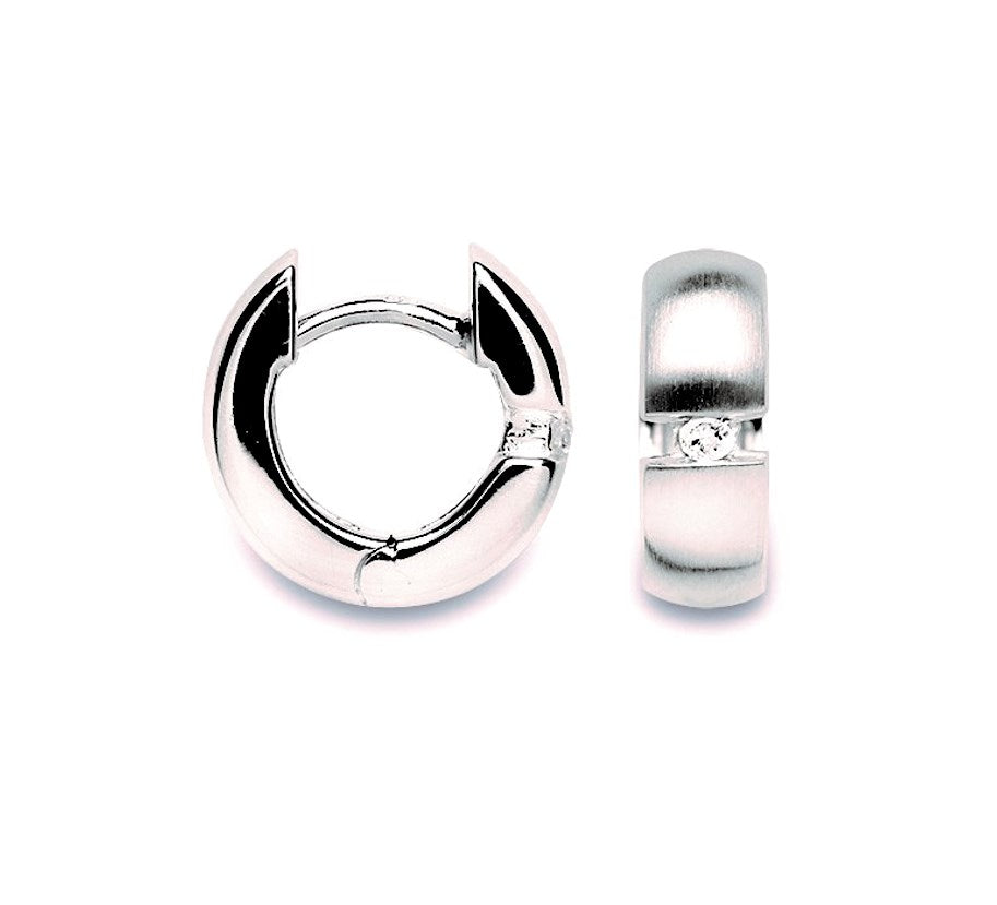925/- Creole mattiert, Brillant 0,04ct W-SI - Nicht rhodiniert