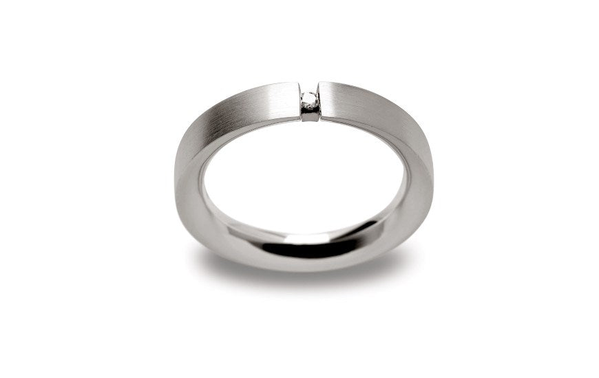 925/- Ring mattiert, Brillant 0,02ct W-SI - 50 / Nicht rhodiniert