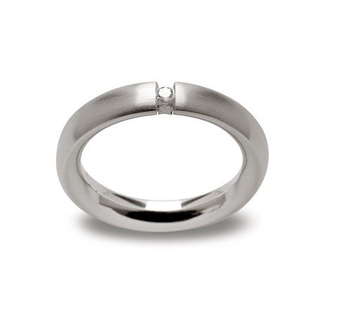 925/- Ring mattiert, Brillant 0,05ct W-SI - 50 / Nicht rhodiniert