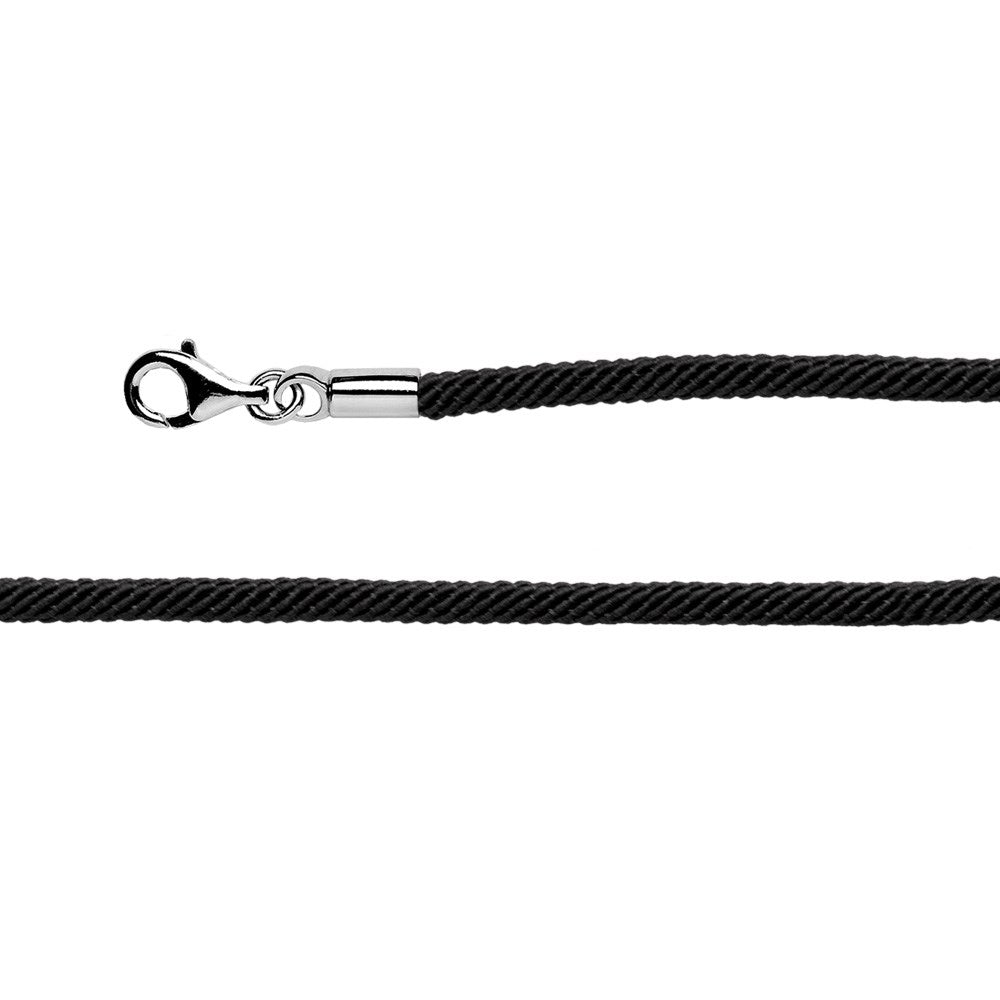 Schwarzes Baumwollband 925/- Karabiner 43+5cm - 43