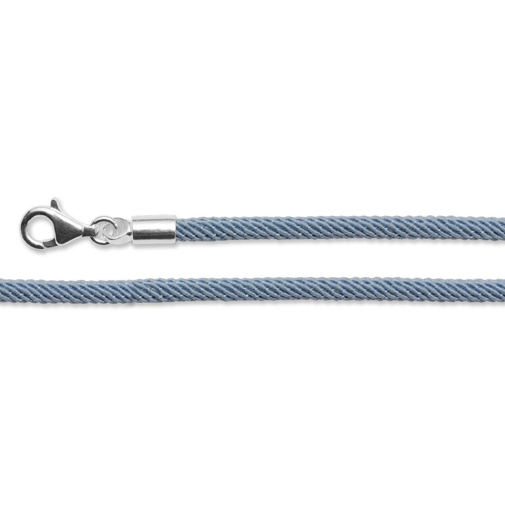Blaues Baumwollband 925/- Karabiner 43+5cm