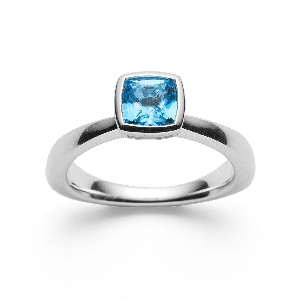 925/- Ringrohling, Blautopas 1,15 ct - 56 / Nicht rhodiniert