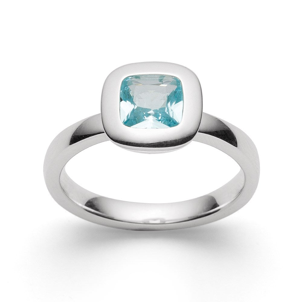 925/- Ring glänzend, Blautopas 1,07ct - 56 / Nicht rhodiniert