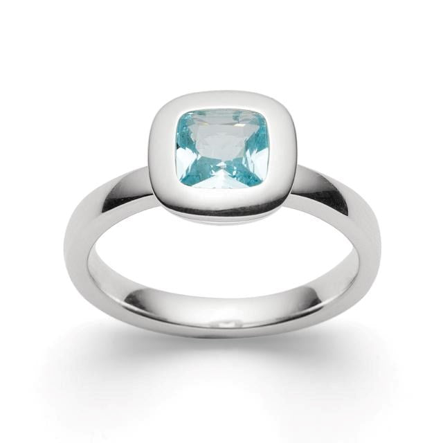 925/- Ring, rho. Poliert, Blau Topas 1,07ct