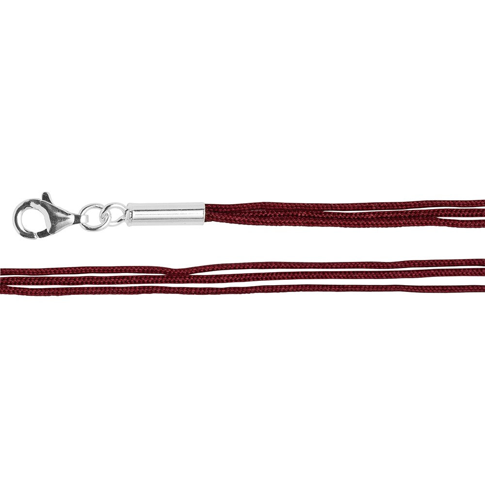 Baumwollband 3er rot, 925/- Karabiner 45+5cm