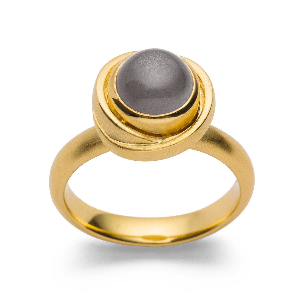 925/- Ring, matt fg, Mondstein 2,31 ct - 56 / Nicht rhodiniert
