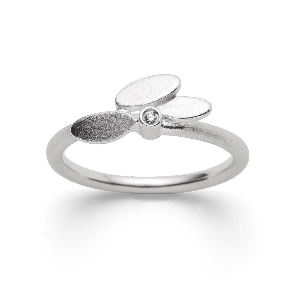 925/- Ringmatte, Durchm. 0,02ct W-SI - 52 / Nicht rhodiniert