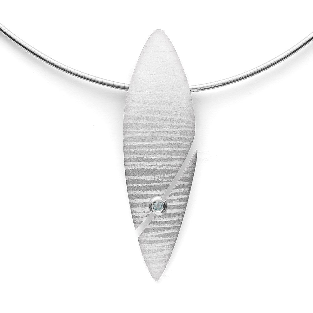 925/- Anhänger matt./Gebüstet, Blau Topas 0,12ct