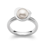 925/- Ring, matt rho., weiße Zuchtperle 2,66 ct