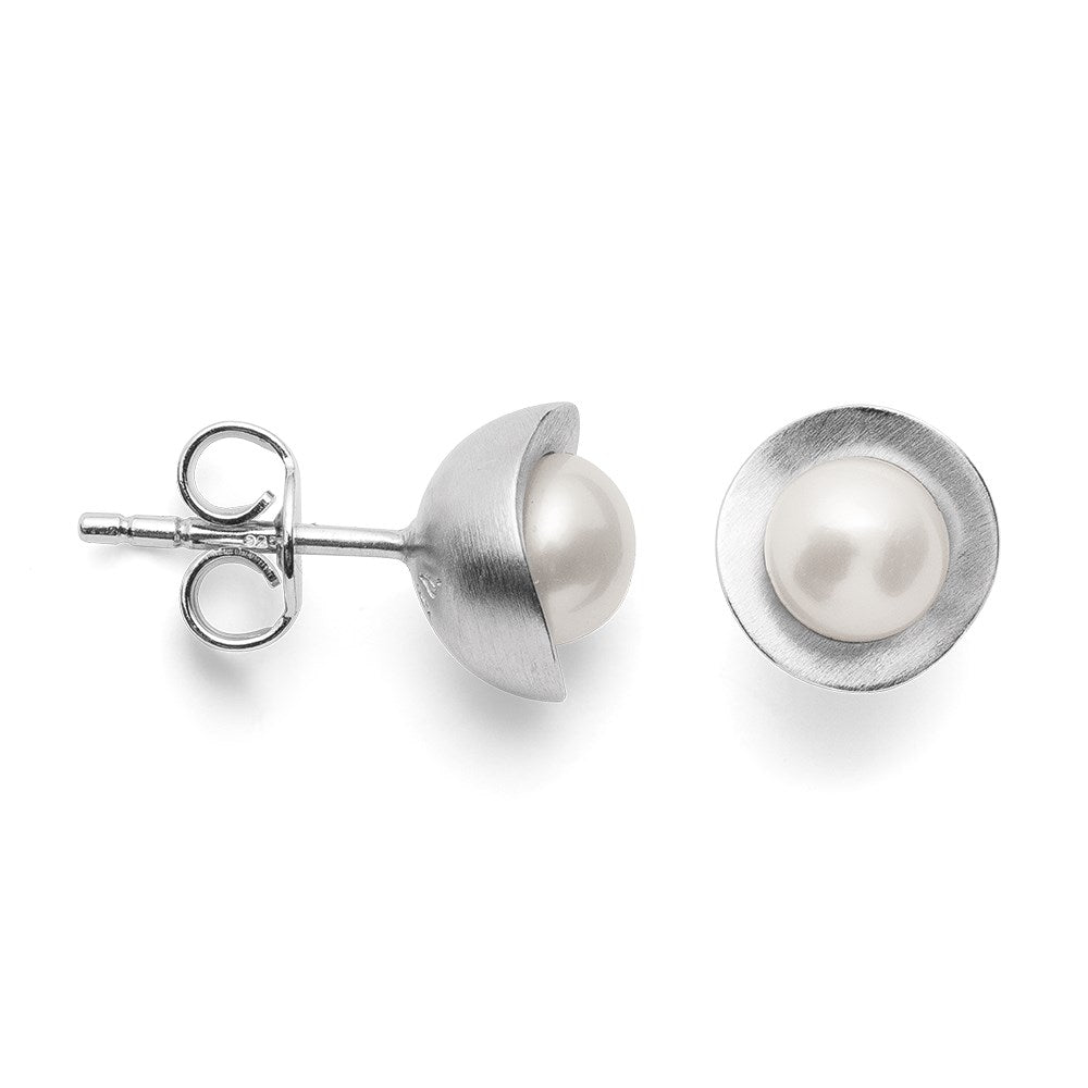 925/- earstud, rho. scratch, pearls
