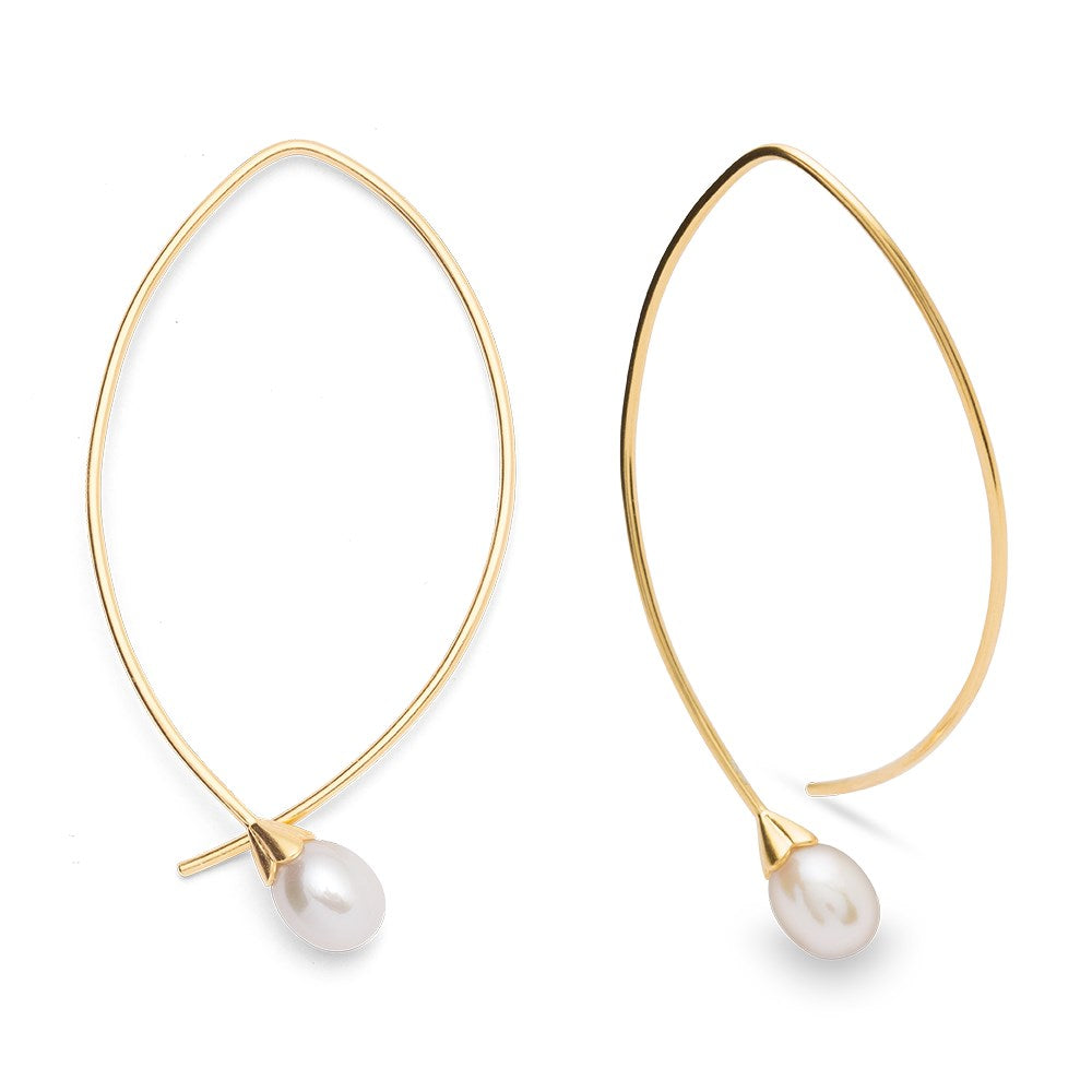 925/- earrings, gp satin, pearls