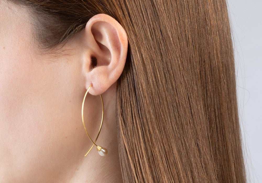 925/- earrings, gp satin, pearls