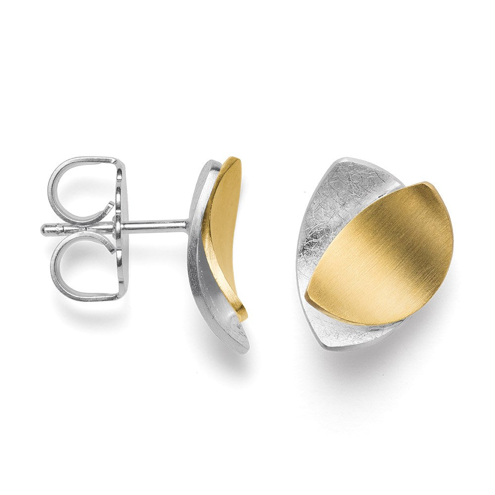 925/- Earrings, partly fg. matte/brushed matte