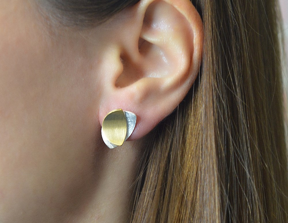 925/- Earrings, partly fg. matte/brushed matte