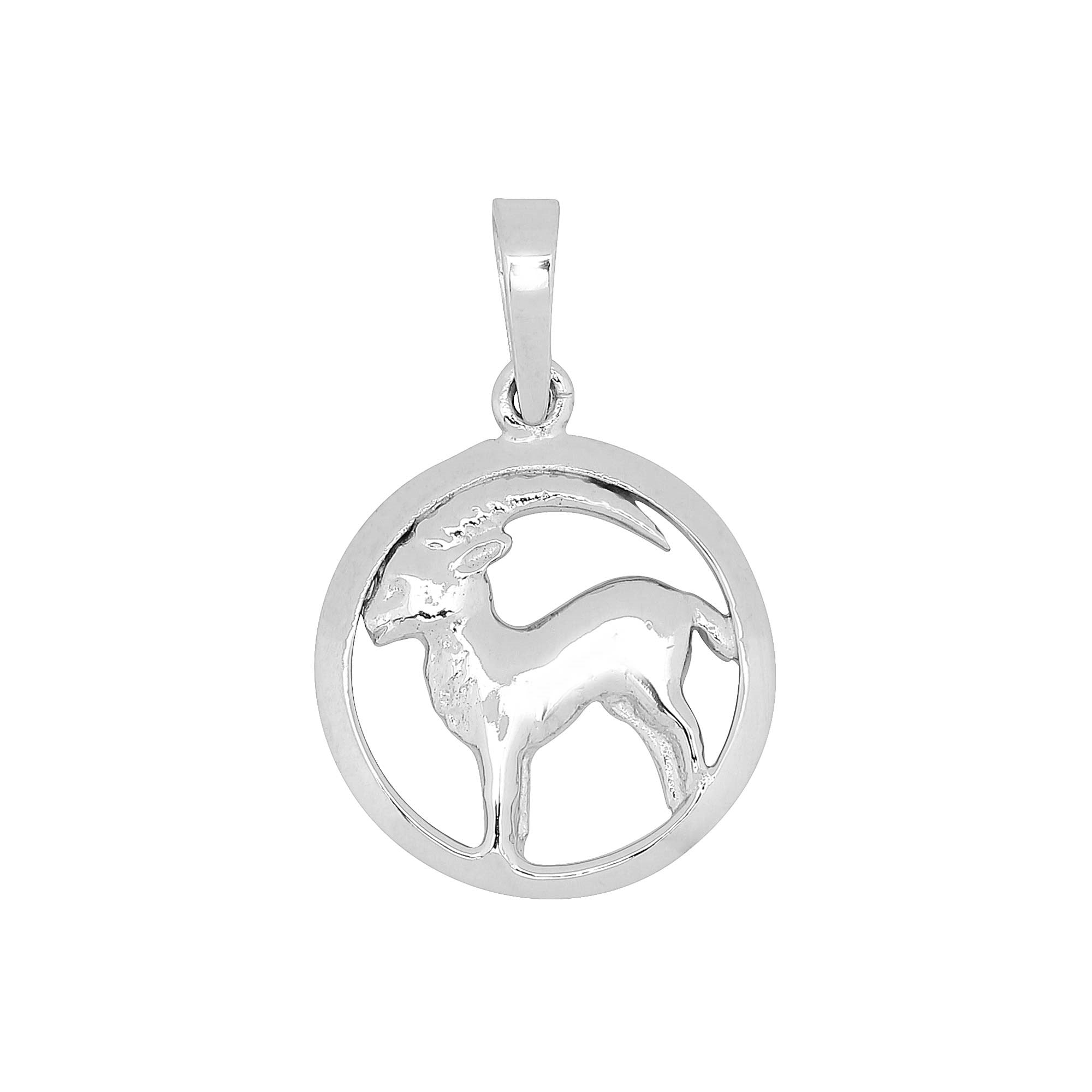 Rhod. silver pendant Capricorn 15mm