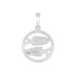 Rhod. silver pendant Pisces 15mm