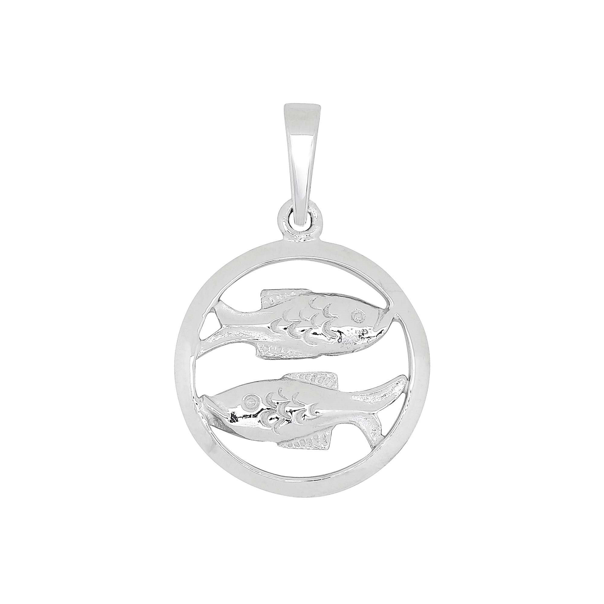 Rhod. silver pendant Pisces 15mm