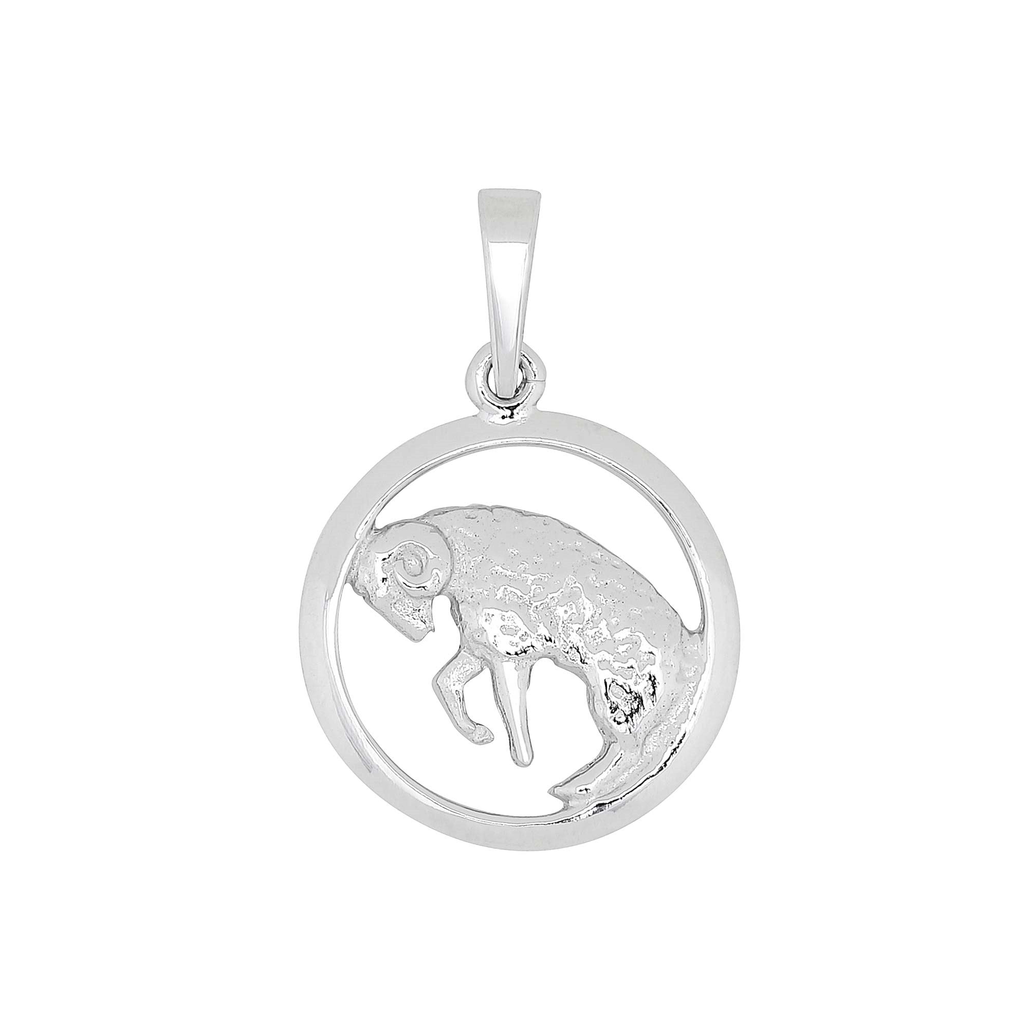 Rhod. silver pendant Capricorn 15mm
