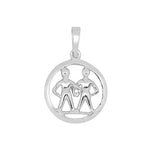 Rhod. silver pendant Gemini 15mm