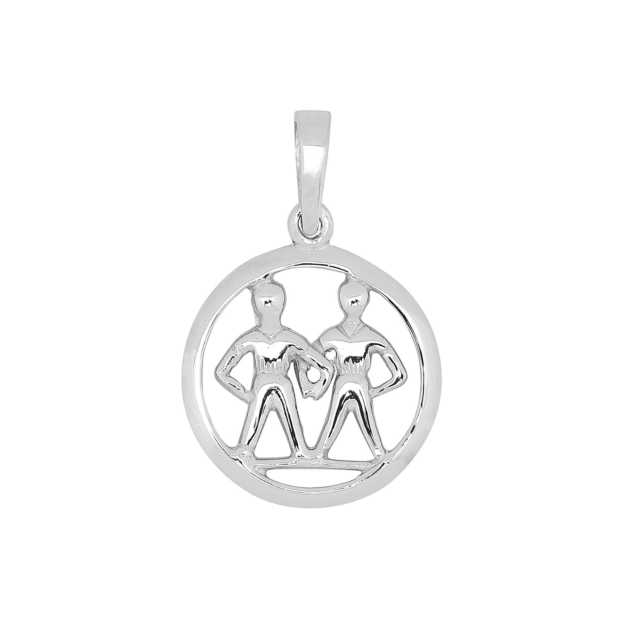 Rhod. silver pendant Gemini 15mm
