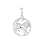 Rhod. silver pendant Leo 15mm