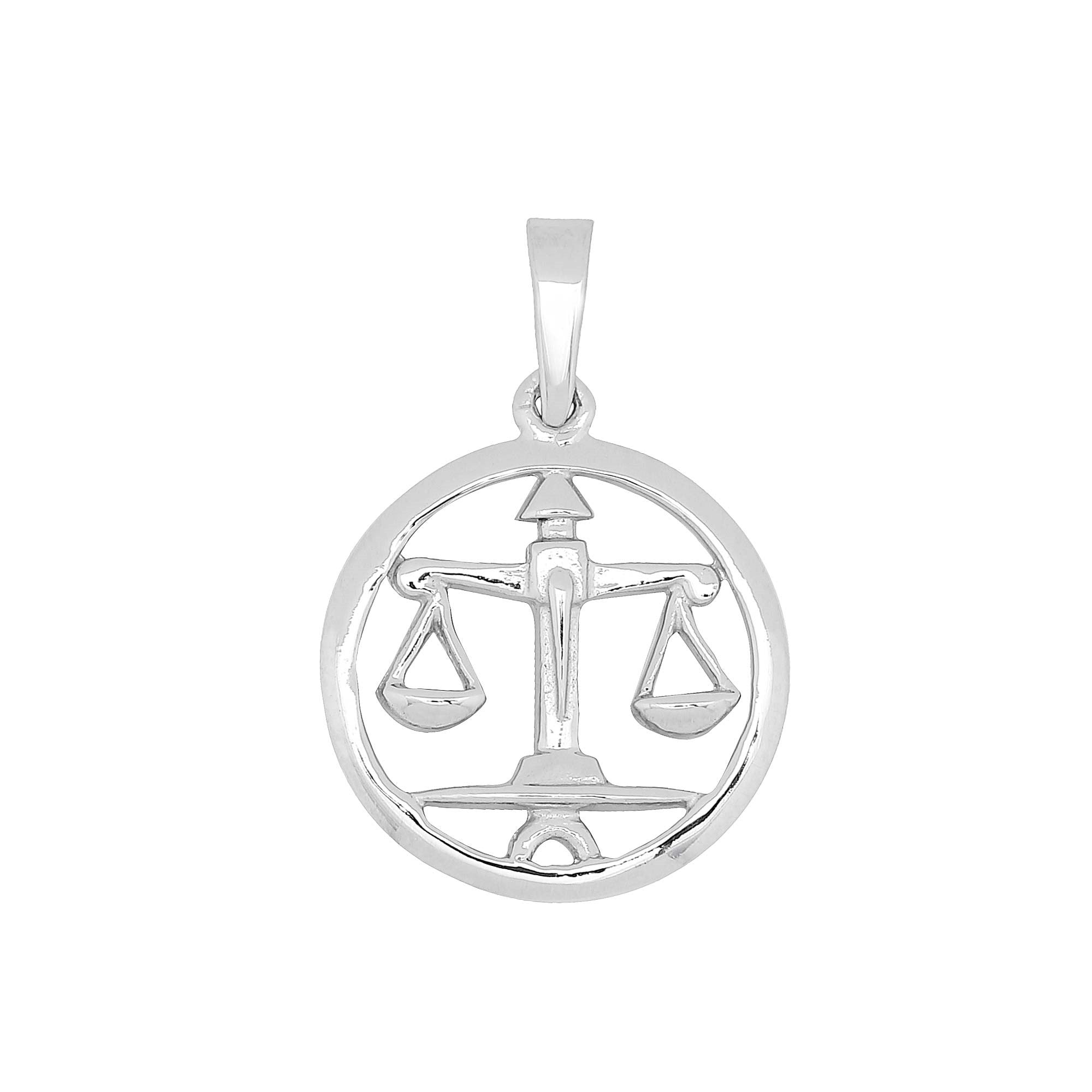 Rhod. silver pendant Libra 15mm