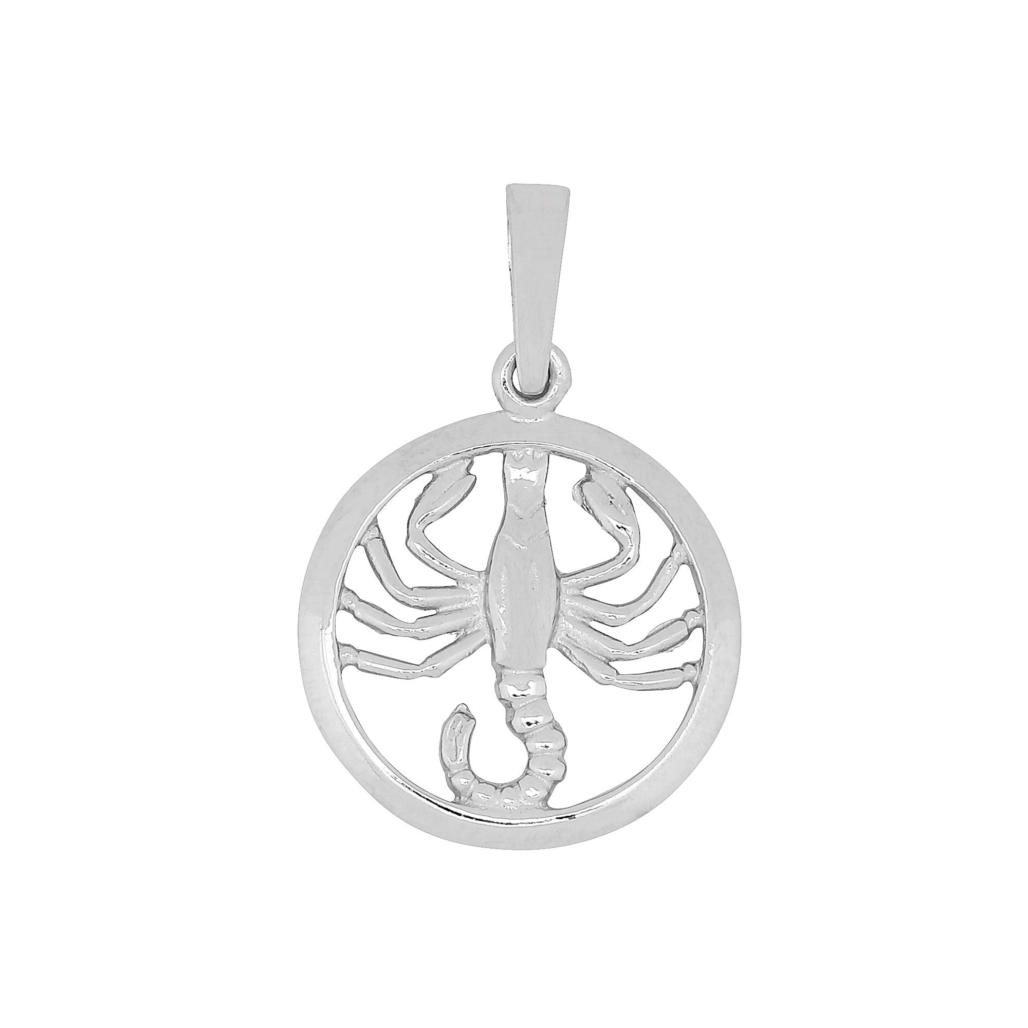 Rhod. silver pendant Scorpio 15mm