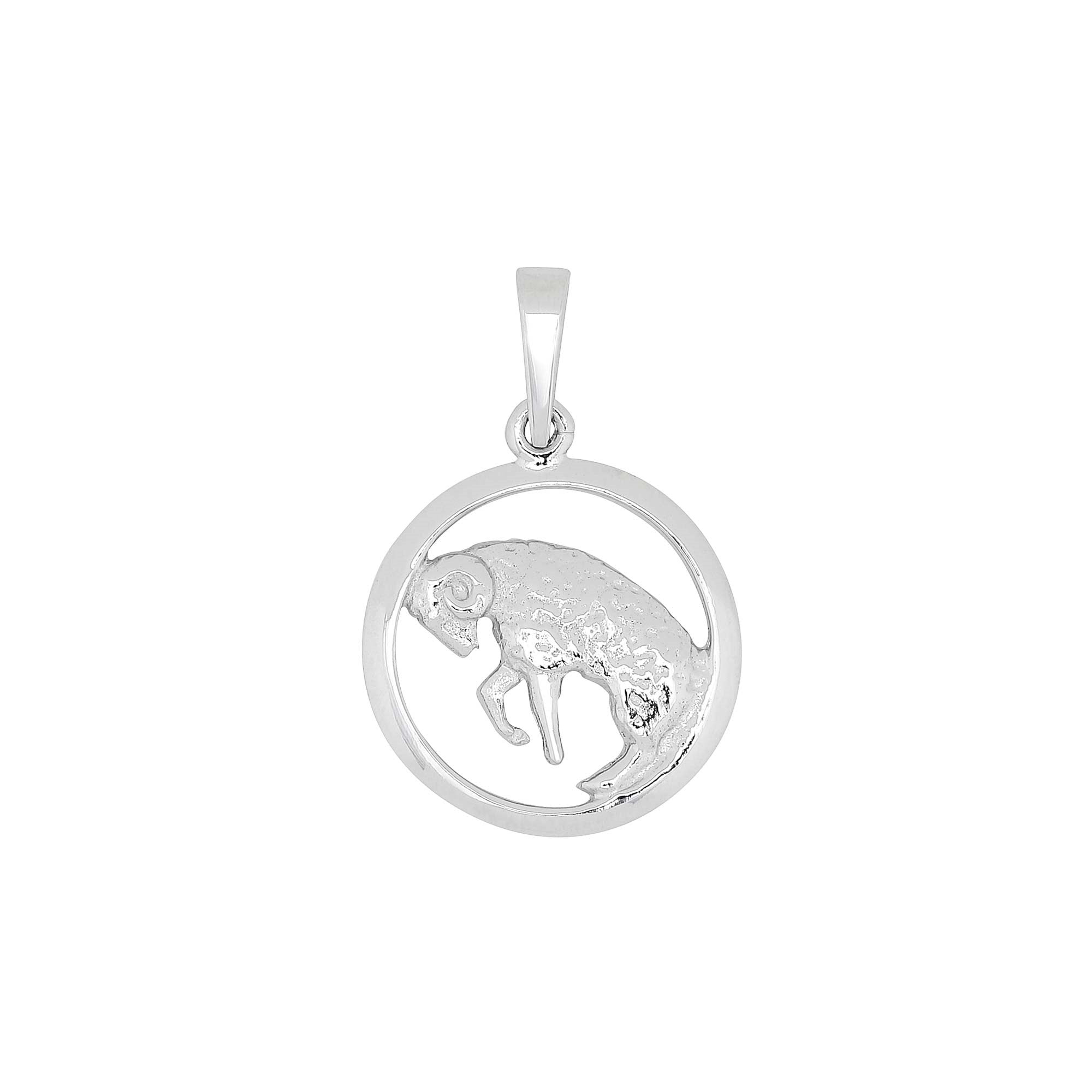 Rhod. silver pendant Aries 12mm