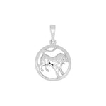 Rhod. silver pendant Leo 12mm