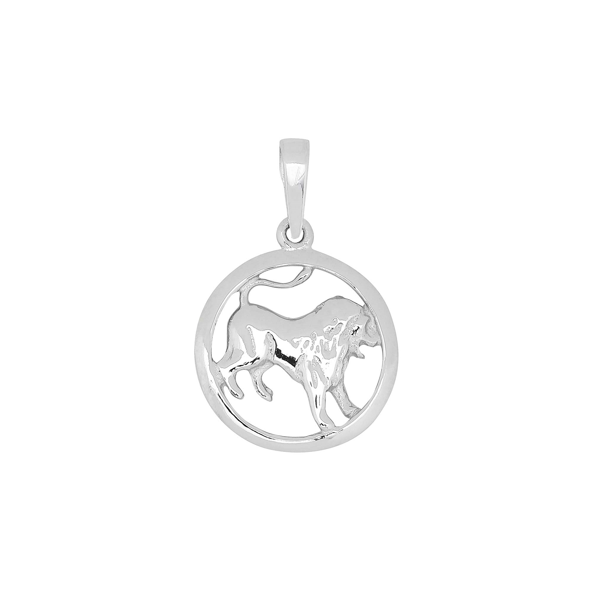 Rhod. silver pendant Leo 12mm