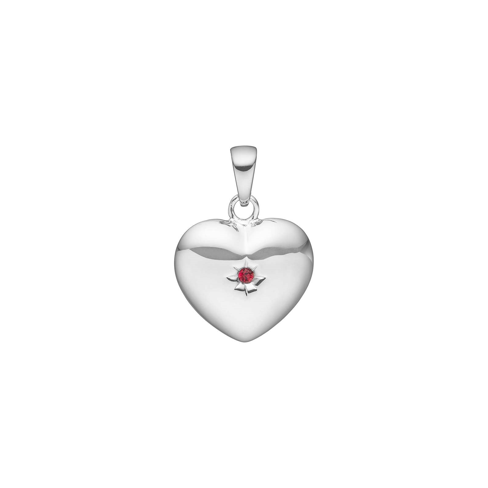 Siersbøl silver rhod. heart w. synt. ruby 20x15mm