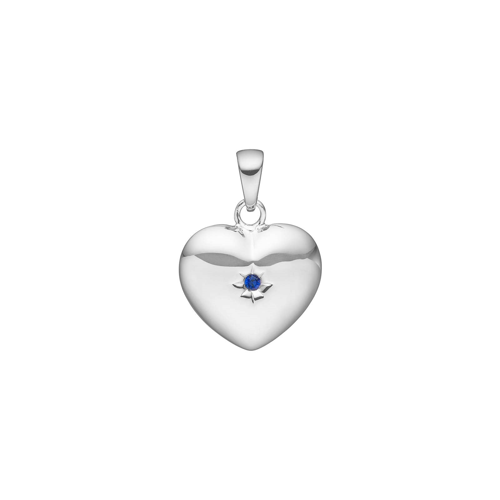 Siersbøl silver rhod. heart w. synt. Sapphire 20x15mm