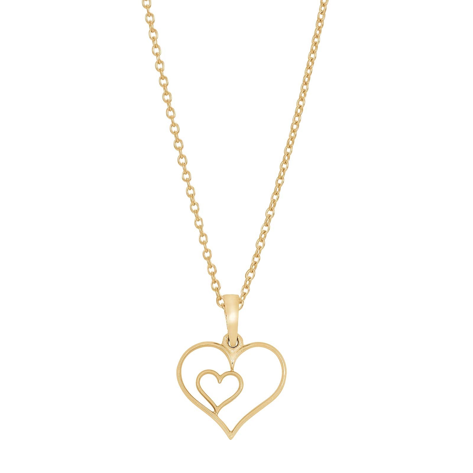 Siersbøl silver Gold-plated necklace heart 15mm