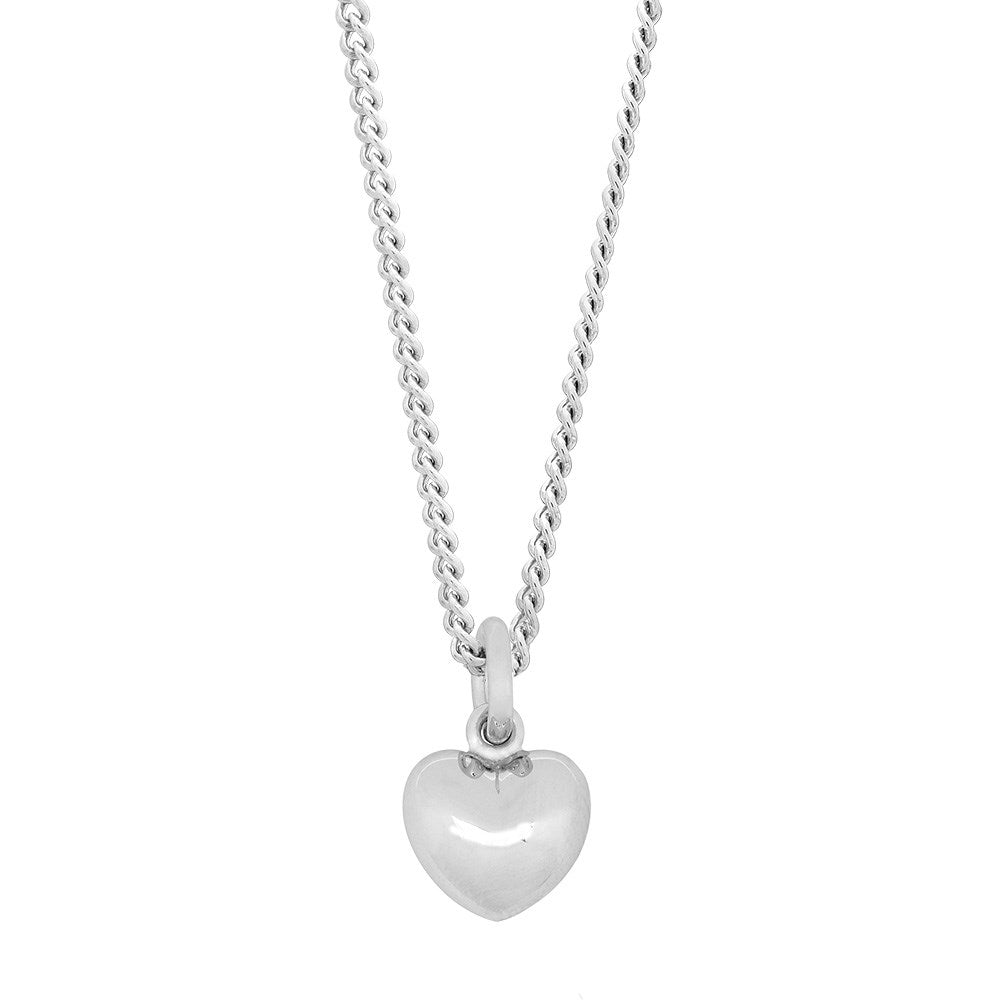 Siersbøl silver rhod. necklace polished heart 9mm
