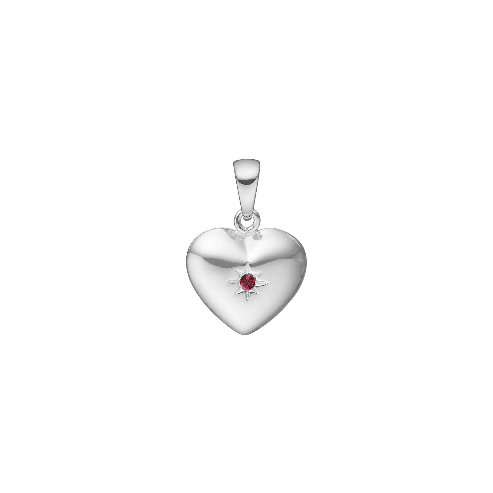 Siersbøl silver rhod. heart w. synt. ruby 17x10mm