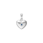 Siersbøl Silber Rhodinierter Herz m. Synt. Saphir 17x10mm