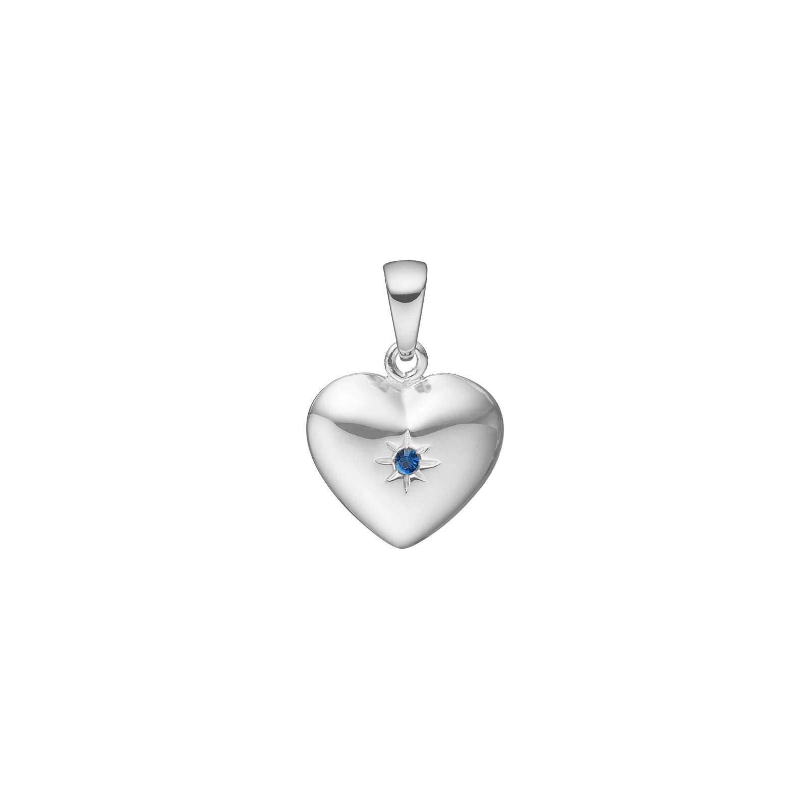 Siersbøl Silber Rhodinierter Herz m. Synt. Saphir 17x10mm