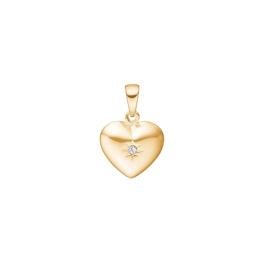 Siersbøl silver Goldp. pendant heart with cz 17x10mm