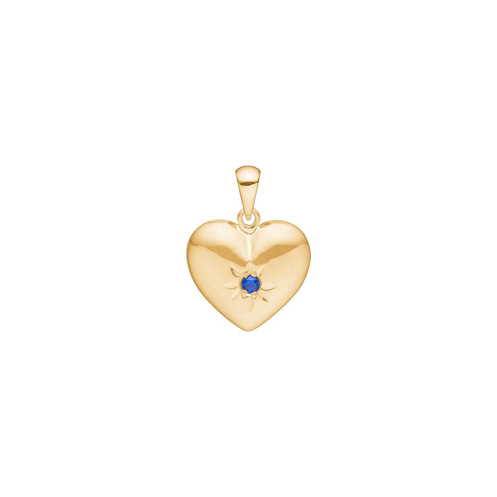 8kt. Goldherz m/synt. Saphir 13mm