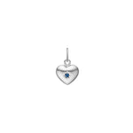 Silver heart w/synt. sapphire 9mm