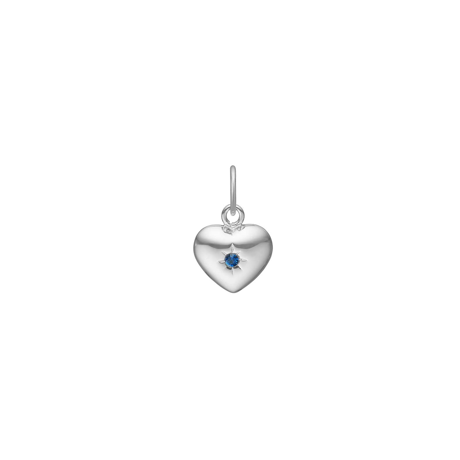 Silver heart w/synt. sapphire 9mm