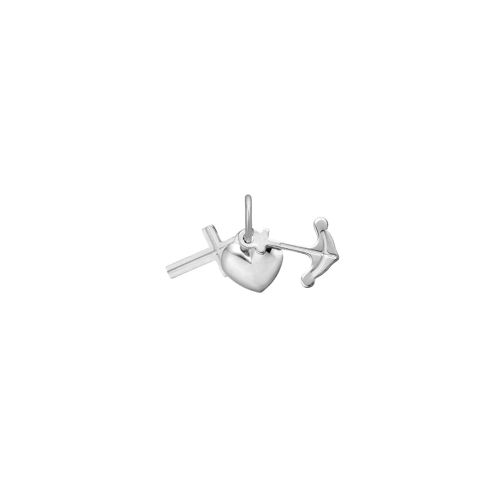 Rhod. silver pendant/charm w/faith, hope and love