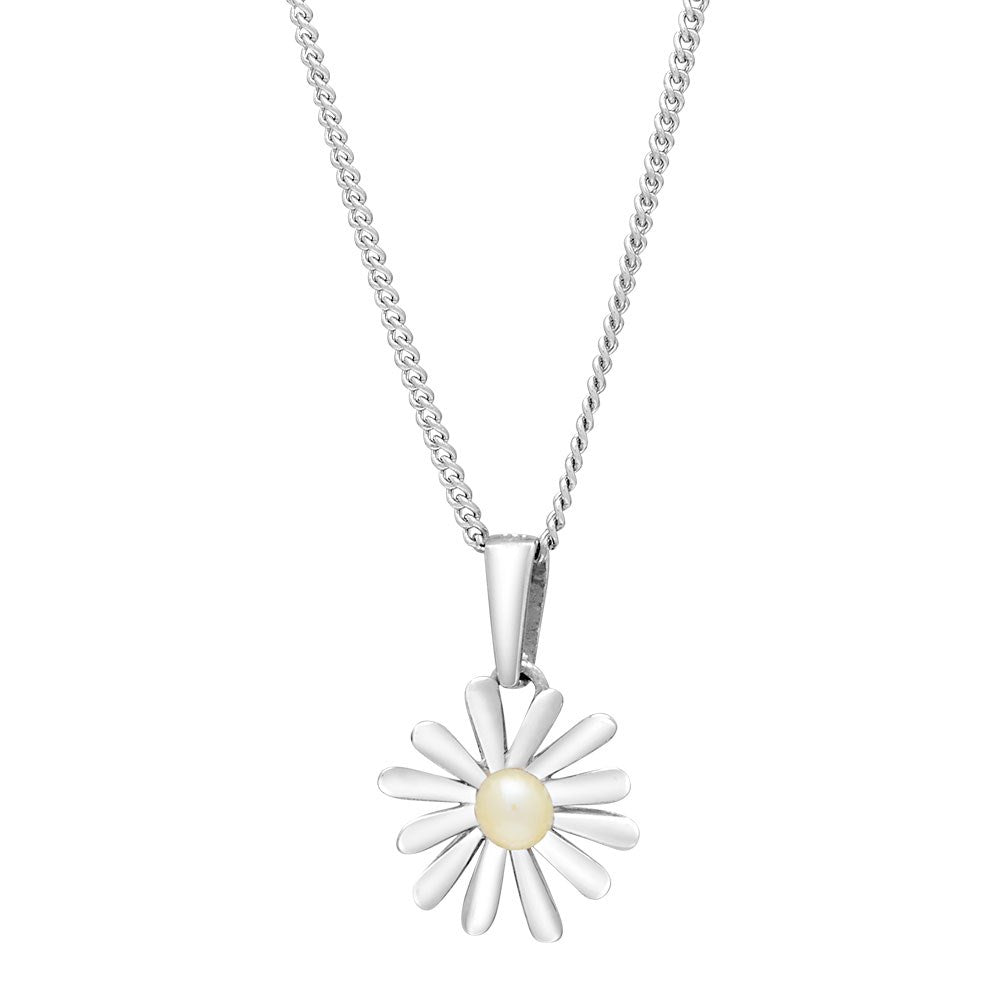 Rhod. silver pendant flower w/fwp 13mm