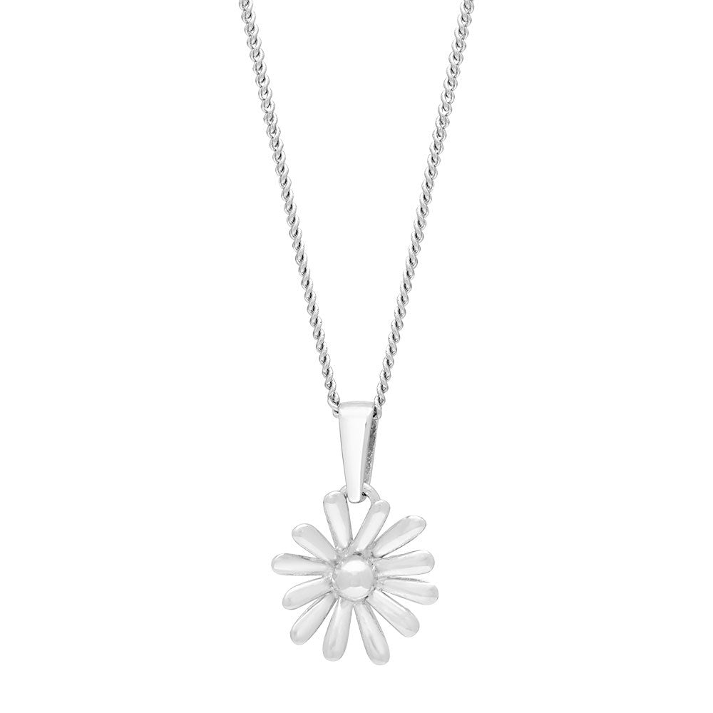 Rhod. silver pendant flower w/ball