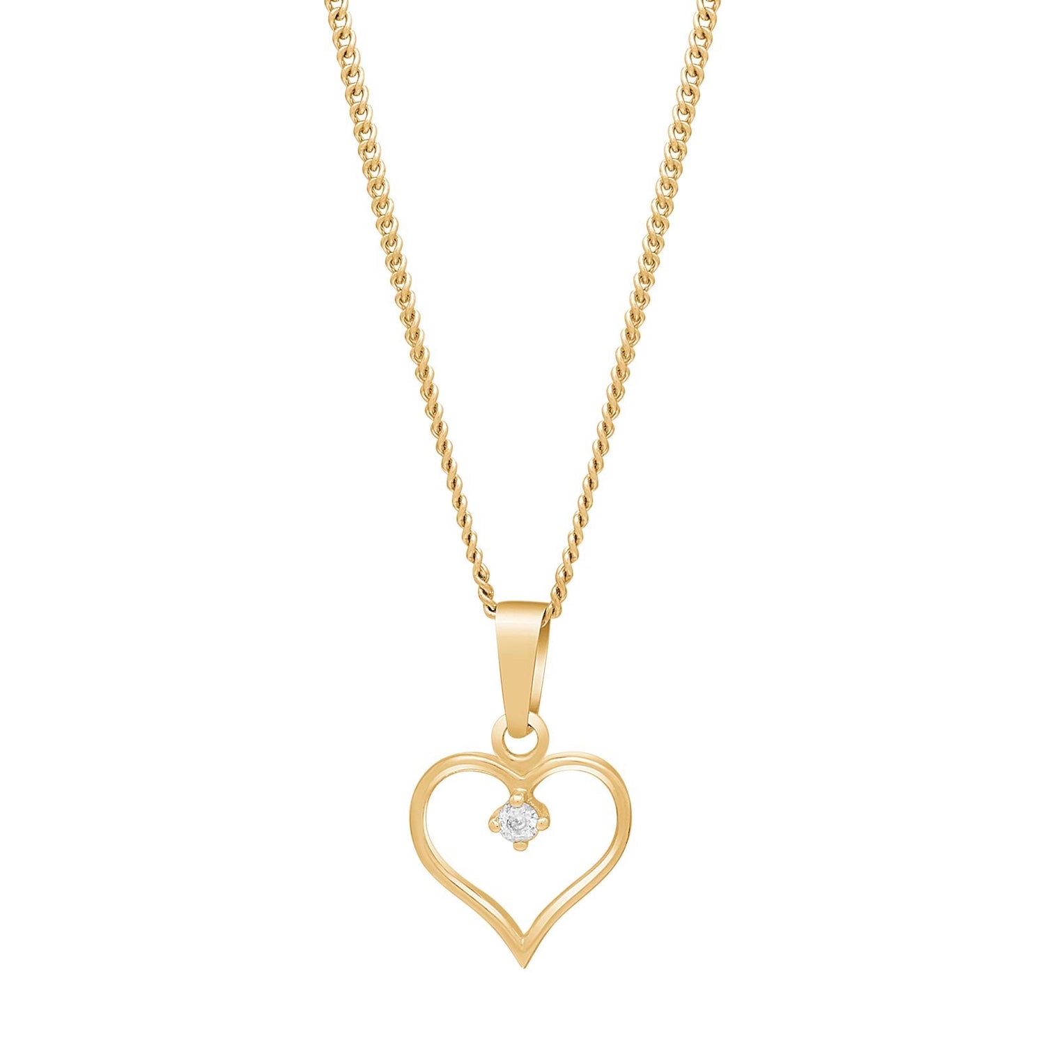 Goldp. silver pendant heart w/cz