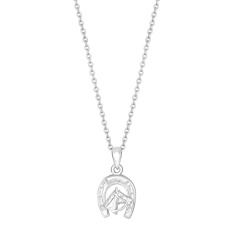 Rhod. silver pendant horseshoe